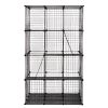 3-Tier Wire Cat Cage, Large Kennels Playpen with 3 Platforms, 3 Ramp Ladders and 4 Doors, Black