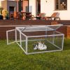 Folding Rabbit Hutch with Roosting Bar, Wood Collapsible Guinea Chick Run, Outdoor Bunny Cage, Portable, Gray