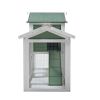 Large Wooden Rabbit Hutch Indoor and Outdoor Bunny Cage with a Removable Tray and a Waterproof Roof, Grey Green+White