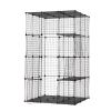 3-Tier Wire Cat Cage, Large Kennels Playpen with 3 Platforms, 3 Ramp Ladders and 4 Doors, Black