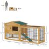 2 Levels Outdoor Rabbit Hutch with Openable Top, 59" Wooden Large Rabbit Cage with Run Weatherproof Roof, Removable Tray, Ramp, Yellow