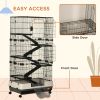 Small Animal Cage with Wheels, Portable Bunny Cage 6-Tier