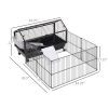 Small Animal Playpen Cage w/ Rolling Caster, Water Bottle, 35" L