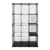 3-Tier Wire Cat Cage, Large Kennels Playpen with 3 Platforms, 3 Ramp Ladders and 4 Doors, Black