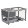 2-story Wooden Rabbit Cage, Bunny Hutch with Ladder, Openable Roof and Removable Tray, Gray