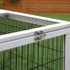 2 Levels Outdoor Rabbit Hutch with Openable Top, 59" Wooden Large Rabbit Cage with Run Weatherproof Roof, Removable Tray, Ramp, Pewter Gray