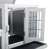 Wooden Rabbit Hutch, Outdoor Pet Bunny House Wooden Cage with Ventilation Gridding Fence, Openable Door, Cleaning Tray, Gray