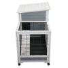 Wooden Rabbit Hutch, Outdoor Pet Bunny House Wooden Cage with Ventilation Gridding Fence, Openable Door, Cleaning Tray, Gray