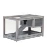 2-story Wooden Rabbit Cage, Bunny Hutch with Ladder, Openable Roof and Removable Tray, Gray