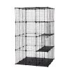 3-Tier Wire Cat Cage, Large Kennels Playpen with 3 Platforms, 3 Ramp Ladders and 4 Doors, Black