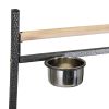 Bird Stand Rack with Solid Wood Perch, Feeding bowls, Waste Tray, Toy Hook and Casters, Black