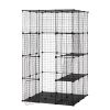 3-Tier Wire Cat Cage, Large Kennels Playpen with 3 Platforms, 3 Ramp Ladders and 4 Doors, Black