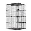 3-Tier Wire Cat Cage, Large Kennels Playpen with 3 Platforms, 3 Ramp Ladders and 4 Doors, Black