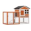 2-Story Wooden Rabbit Hutch Bunny Cage, Chicken Coop, Pet House for Small Animals, Orange + White