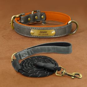 Dog Collar Engraved With Lettering To Prevent Loss Of Neck Collar (Option: Grey suit-L)