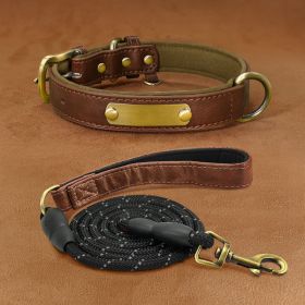 Dog Collar Engraved With Lettering To Prevent Loss Of Neck Collar (Option: Brown suit-S)