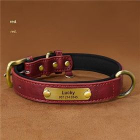 Dog Collar Engraved With Lettering To Prevent Loss Of Neck Collar (Option: Red-M)