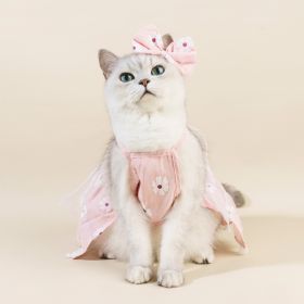 Spring And Summer Dog Clothes Cat Clothing Pet Cotton Floral Slip Dress Mesh Skirt Dress (Option: Pink Flowers Sling-XS)