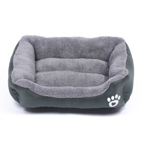 Pet Cushion Mat Square Four Seasons Universal Winter Fleece-lined Warm Dogs And Cats (Option: Dark Green-S)