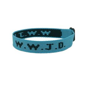 Jacquard Printed Wrist Strap Bracelet Ribbon Unisex WWJD Bracelet Adjustable Bracelet (Option: Sky Blue Jacquard)