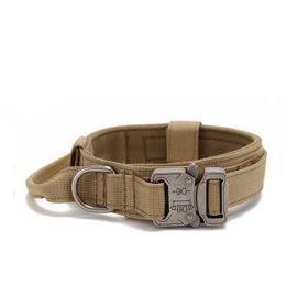 Large Dog Adjustable Camouflage Tactics Hand Holding Rope Nylon Strap (Option: Dog Collar Khaki-L)