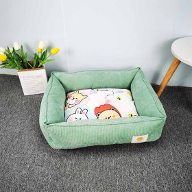 Fabric Craft Printing Square Warm Pet Bed (Option: Green-40X50cm)