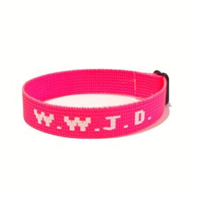 Jacquard Printed Wrist Strap Bracelet Ribbon Unisex WWJD Bracelet Adjustable Bracelet (Option: Rose Printing)