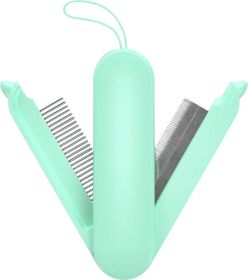 Pet Life 'JOYNE' Multi-Functional 2-in-1 Swivel Travel Grooming Comb and Deshedder (Color: green)