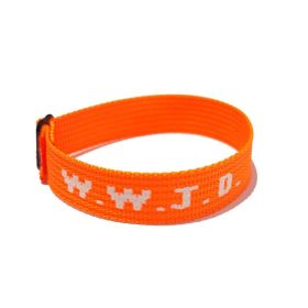 Jacquard Printed Wrist Strap Bracelet Ribbon Unisex WWJD Bracelet Adjustable Bracelet (Option: Orange Print)