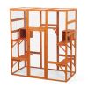 Large Cat Enclosure with 5 Perches, 2 Condos and 1 Lockable Door, Orange