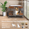 37in Heavy Duty Dog Crate, Furniture Style Dog Crate with Removable Trays and Wheels for High Anxiety Dogs