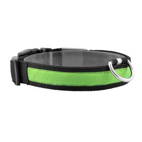 LED Dog Collar USB Rechargeable Adjustable Dog Safety Collar Night Safety Flashing Luminous Light up Collar (Color: green)