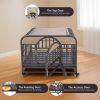 32in Heavy Duty Dog Crate, Furniture Style Dog Crate with Removable Trays and Wheels for High Anxiety Dogs