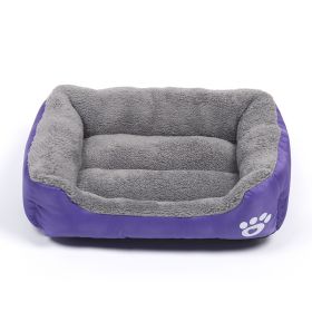 Pet Cushion Mat Square Four Seasons Universal Winter Fleece-lined Warm Dogs And Cats (Option: Purple-M)