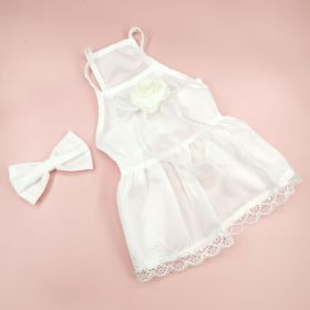 Spring And Summer Dog Clothes Cat Clothing Pet Cotton Floral Slip Dress Mesh Skirt Dress (Option: Classic Style White Dress-S)