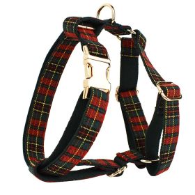 Christmas Pet Collar Plaid With Green Background Dog Rope Leash Suit (Option: Dog Vest-S)