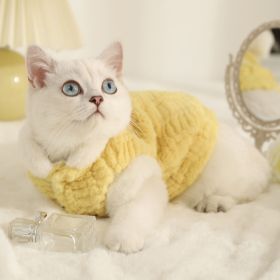 Pet Cat Clothes Fleece-lined Warm Anti-lint (Option: Yellow With Fleece Lining-L)