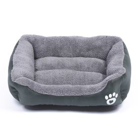 Pet Cushion Mat Square Four Seasons Universal Winter Fleece-lined Warm Dogs And Cats (Option: Dark Green-XL)