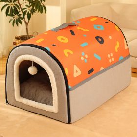 Warm Enclosed Removable And Washable Corgi And Shiba Inu House (Option: Orange-XL)