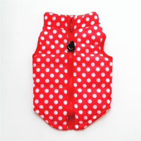 New Dog Clothes Winter Thickened Dog Cotton-padded Jacket Waistcoat Vest Down Silk Cotton Traction Buckle (Option: Red Polka Dot-XL)