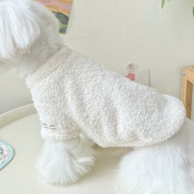 Double-sided Cloud Velvet Thickened Pet Puppy Cat Clothes (Option: White-L)