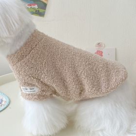 Double-sided Cloud Velvet Thickened Pet Puppy Cat Clothes (Option: Light Khaki-L)